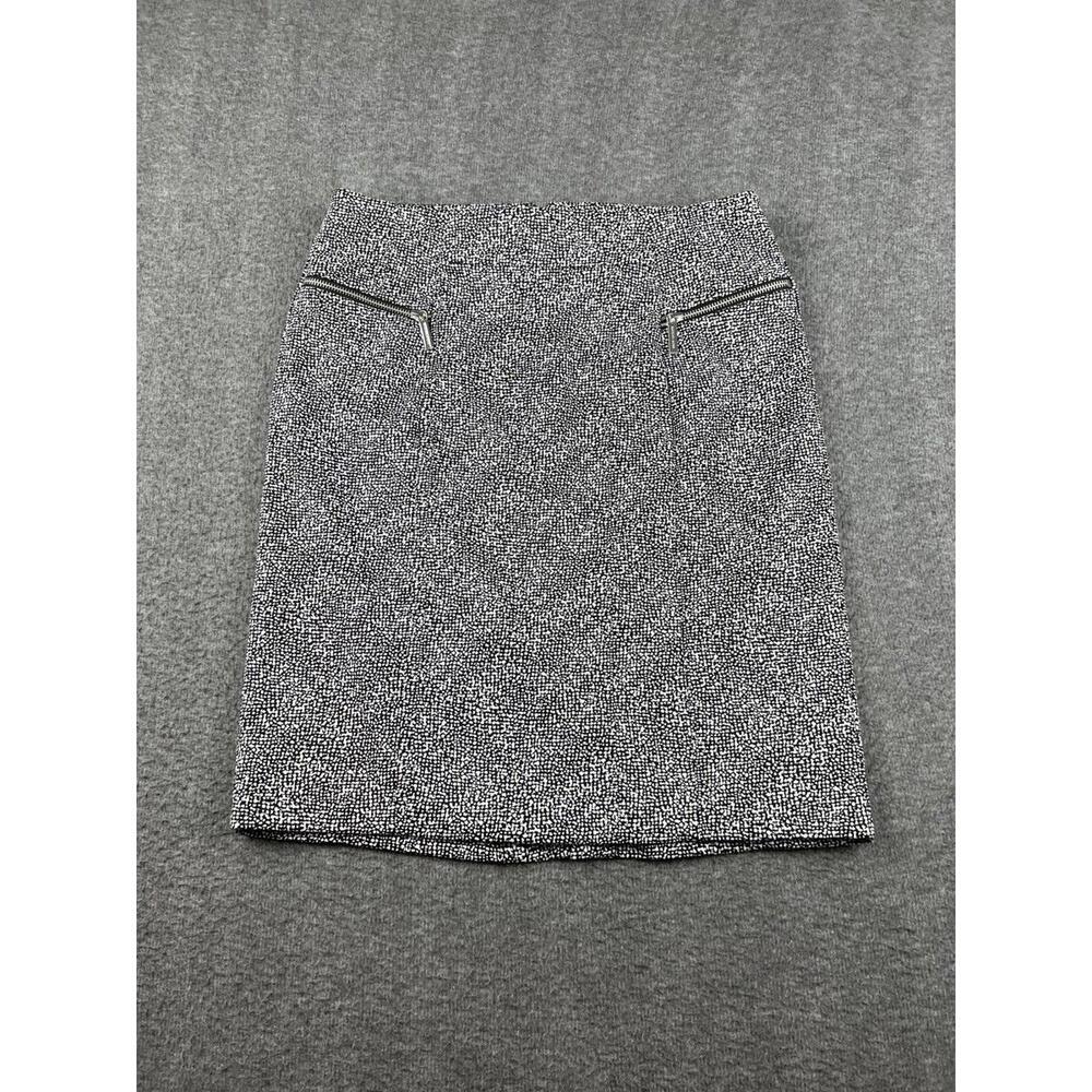 Michael Kors Women's Black White Patterned Mini Skirt Zipper Details Size 10